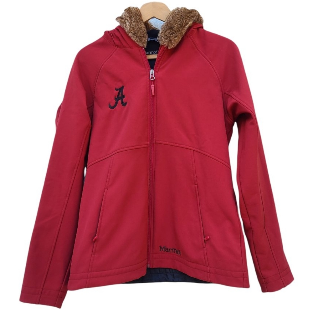 Marmot Alabama Crimson Tide Fleece Lined Jacket Fur Trimmed Hooded sz Med